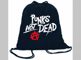 Punks not Dead ľahké sťahovacie vrecko ( batôžtek / vak ) s čiernou šnúrkou, 100% bavlna 100 g/m2, rozmery cca. 37 x 41 cm